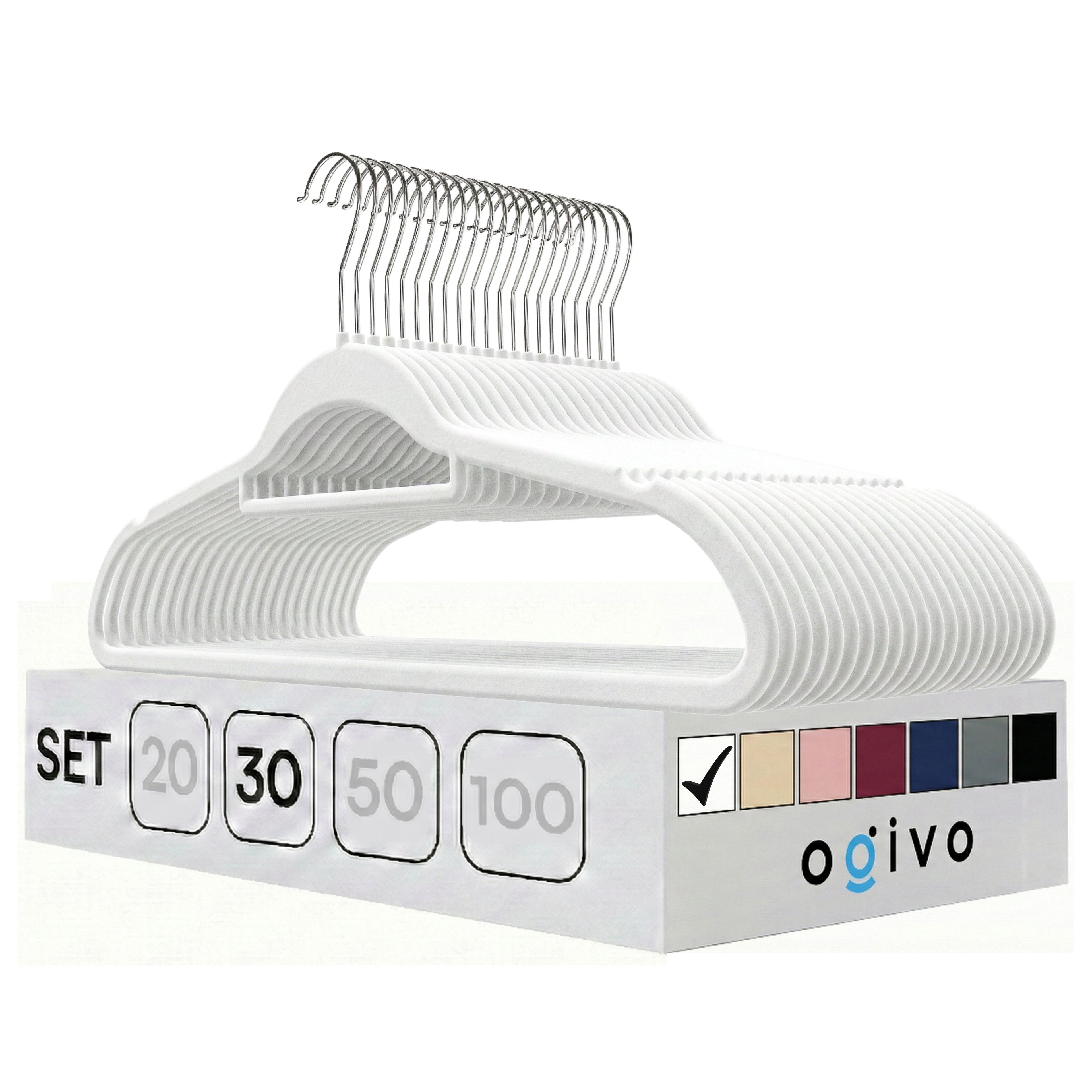 PL Velvet white hangers 30