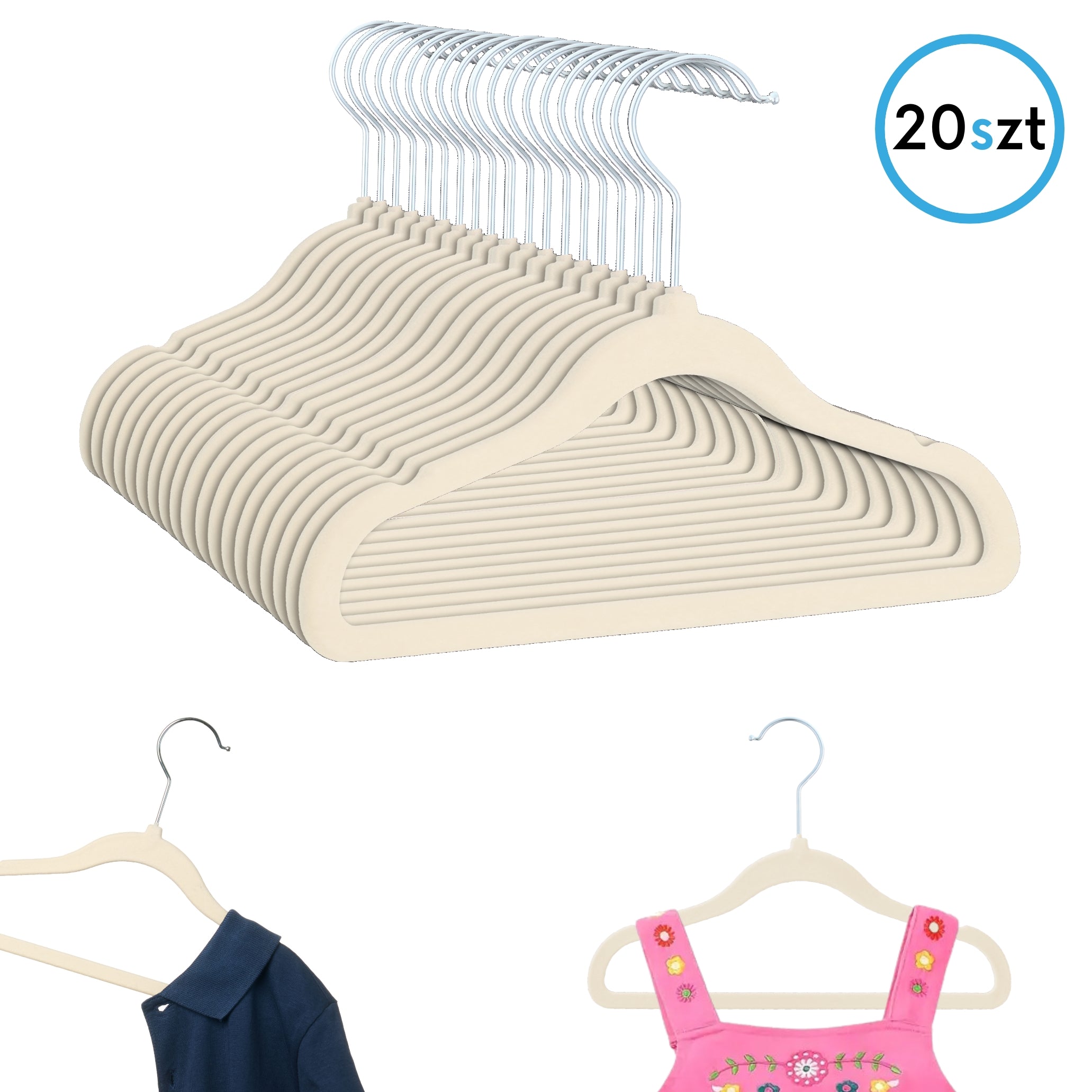 PL Velvet beige children's hangers 20