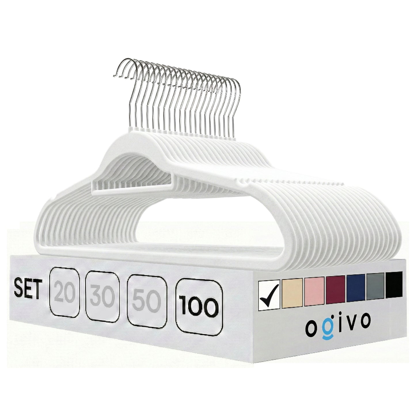 DE Velvet white hangers 100
