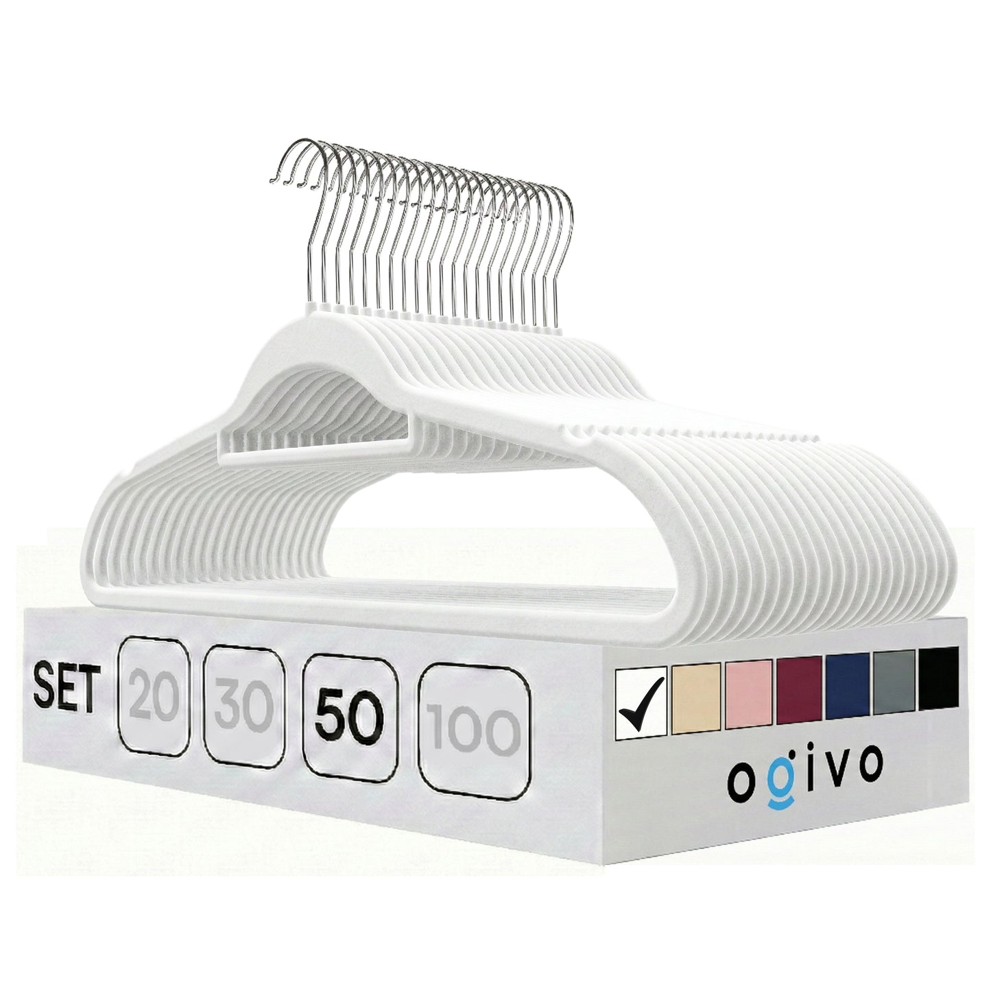 PL Velvet white hangers 50