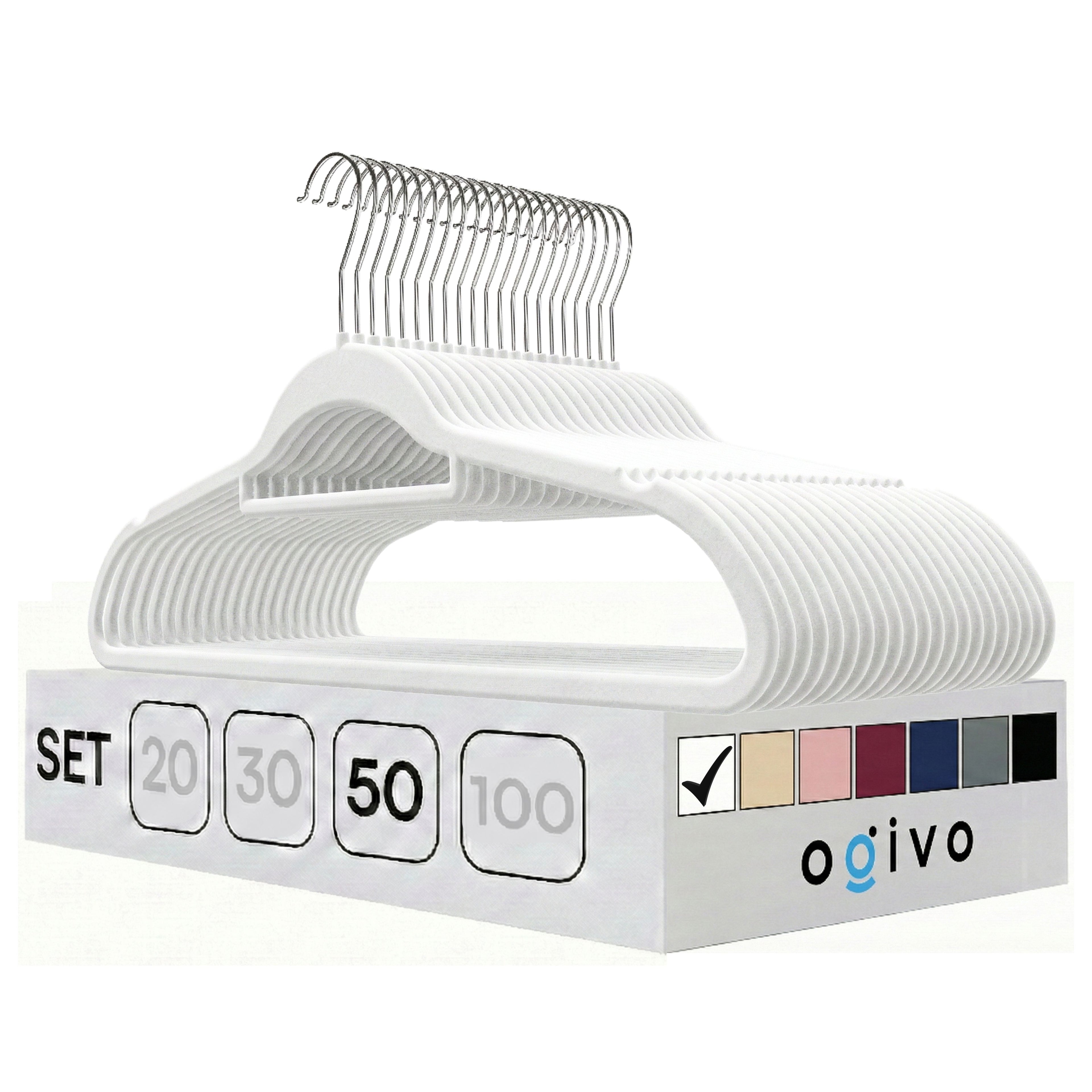 PL Velvet white hangers 50