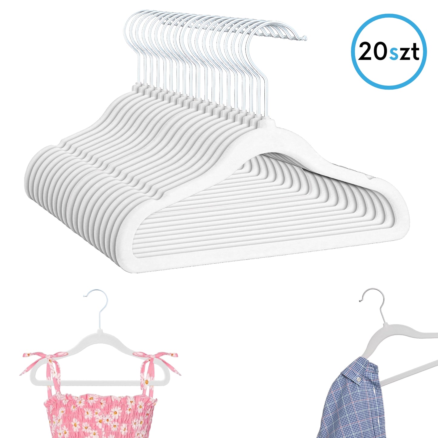 PL Velvet white children's hangers 20