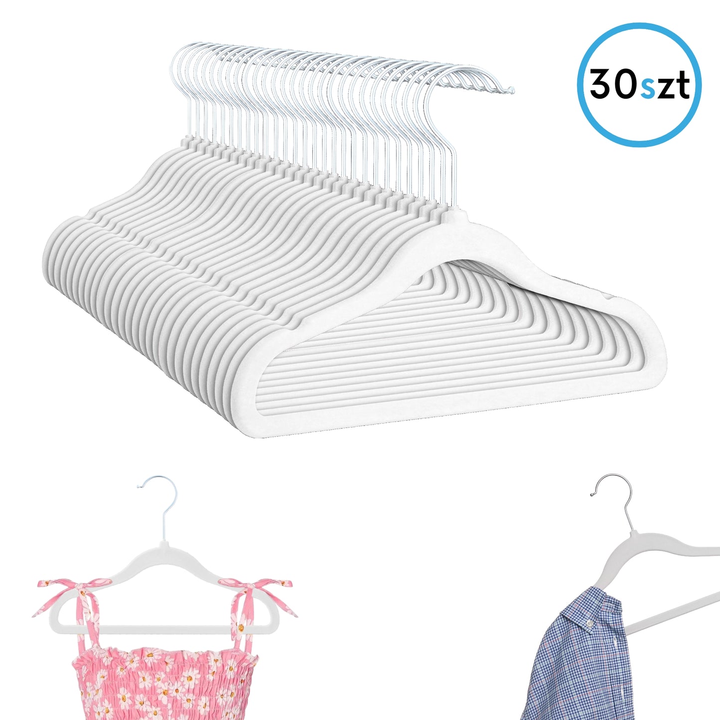 DE Velvet white children's hangers 30