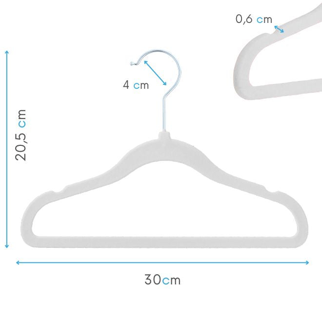 DE Velvet white children's hangers 30