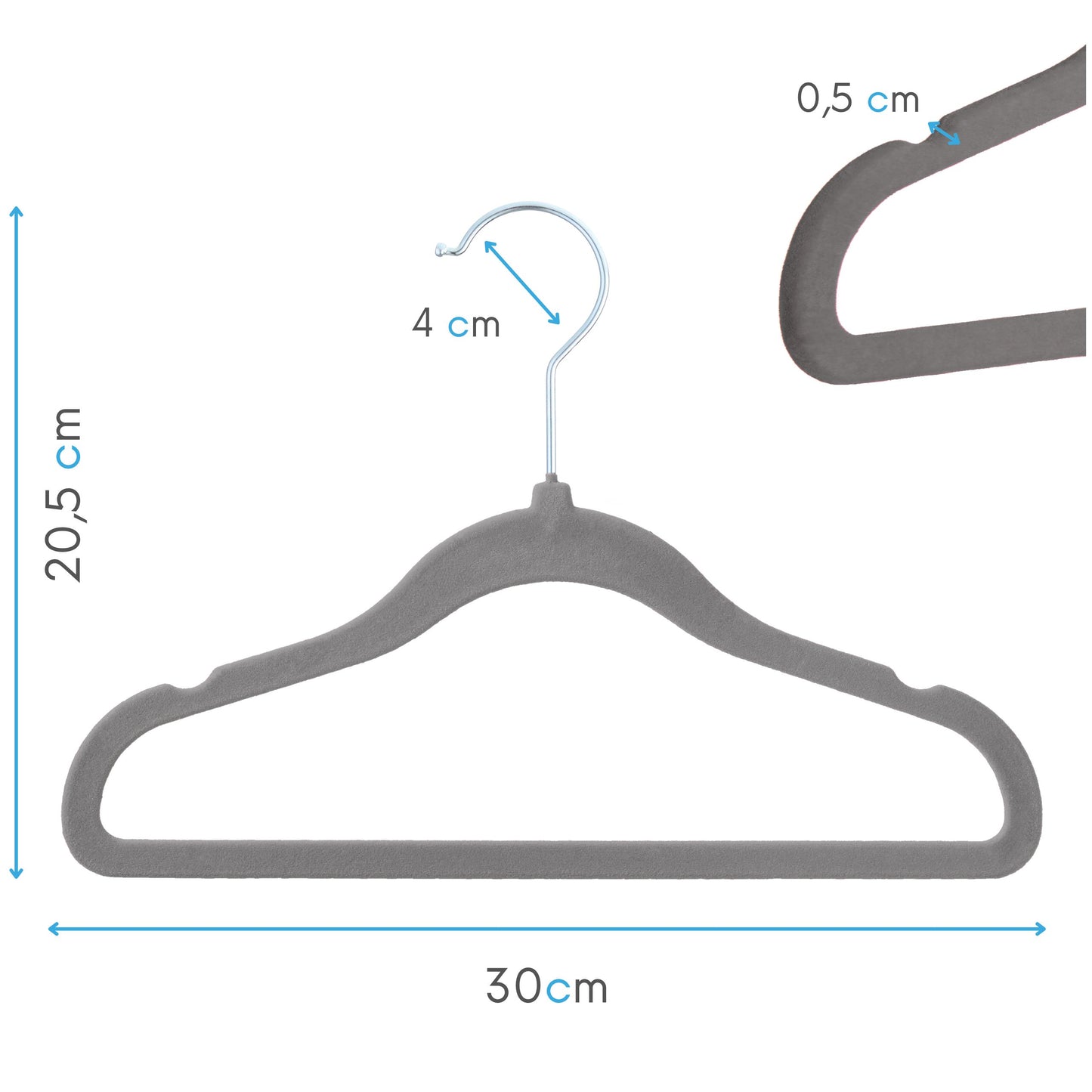 PL Velvet gray children's hangers 20