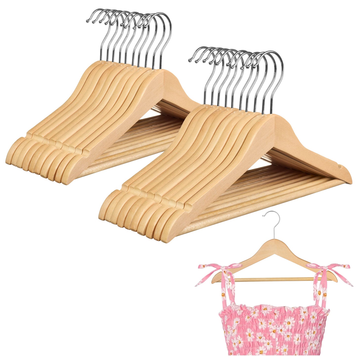PL Wooden natural kids hangers 20
